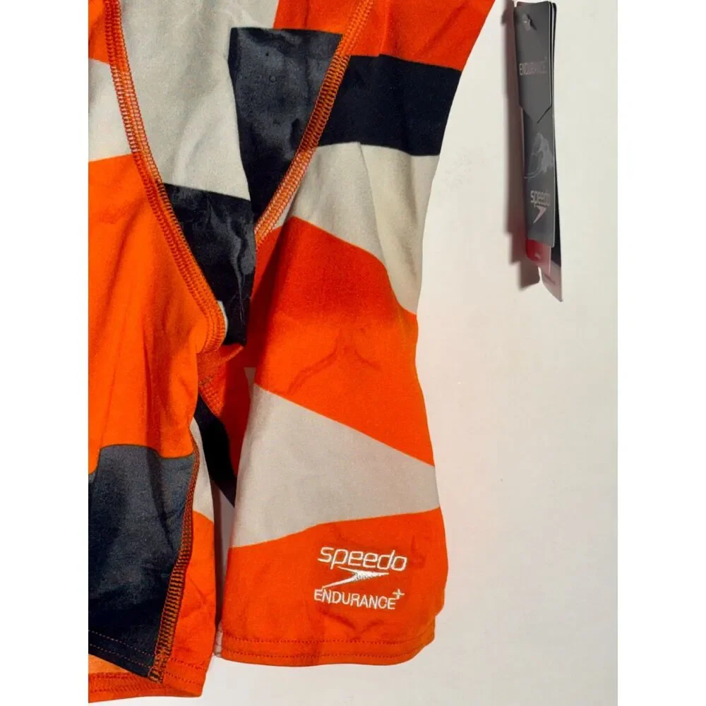 Speedo Endurance+ Youth 22 Jammer Orange Gray Black Competition Swimsuit NWT